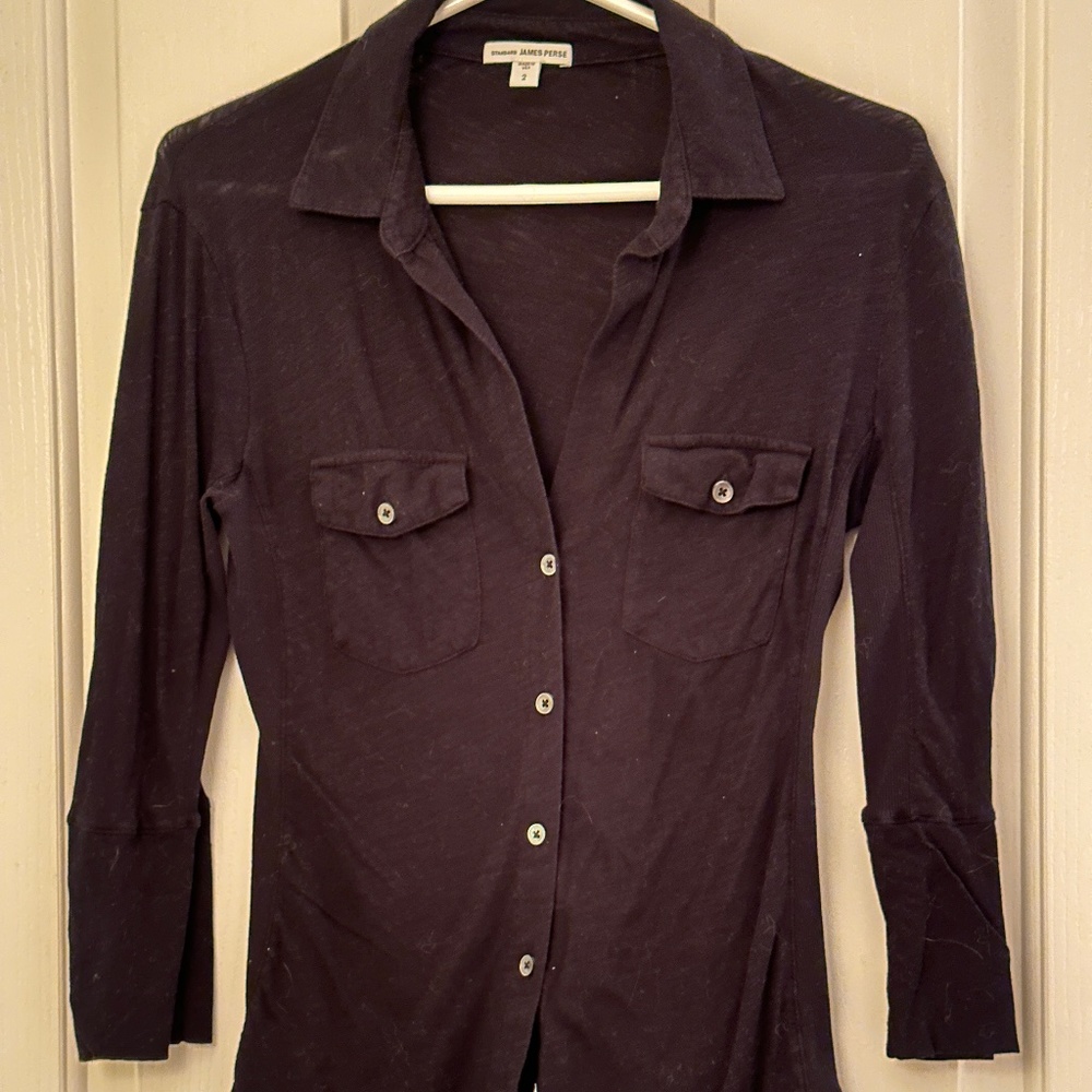 James Perse Button Down Cotton Shirt Size 02